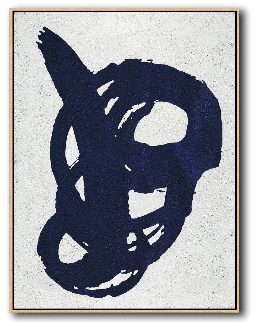 Buy Hand Painted Navy Blue Abstract Painting Online - Photo Canvas Wall Art Huge